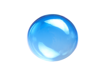a blue glass ball on a white surface