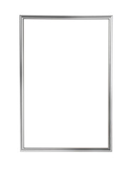 Silver metallic picture frame on transparent background isolating white copy space