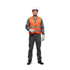 Obraz premium Serious Construction Worker with Wrench, isolated on transparent background