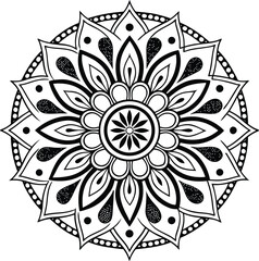 Decorative floral mandala vector with an ornate round lace pattern, perfect for oriental seamless design and vintage art illustration
