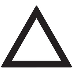 A bold black triangle outline on a clean white background symbolizing concepts of stability structure and geometric design