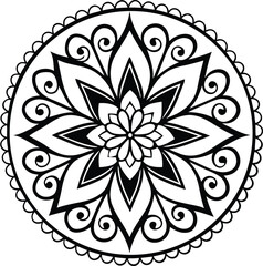 Decorative floral mandala vector with an ornate round lace pattern, perfect for oriental seamless design and vintage art illustration