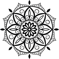 Decorative floral mandala vector with an ornate round lace pattern, perfect for oriental seamless design and vintage art illustration