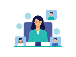 business people with social network icons  on white background 