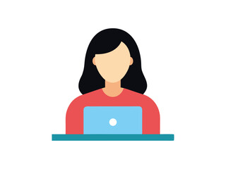 vector illustration of a woman with a laptop on white background 