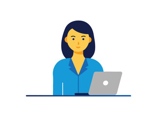 business woman with laptop on white background 