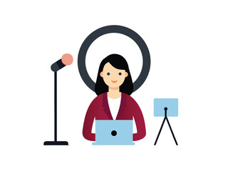 businessman with microphone  on white background 