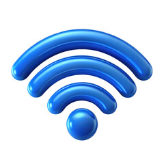 blue wi fi symbol 3d render icon in cartoon plastic style minimal isolated on transparent white background, clipping path