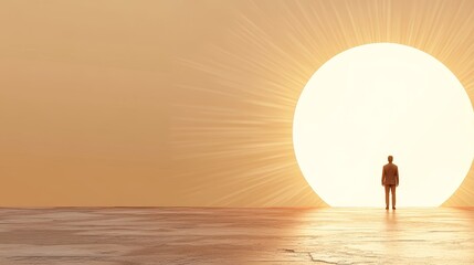 A Silhouette of Hope: Person at Glowing Portal - A lone figure stands before a radiant portal, symbolizing opportunity, hope, transition, future, and potential.