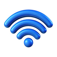 blue wi fi symbol 3d render icon in cartoon plastic style minimal isolated on transparent white background, clipping path
