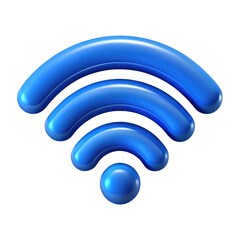 blue wi fi symbol 3d render icon in cartoon plastic style minimal isolated on transparent white background, clipping path