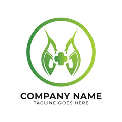 Modern Medical Logo Design Featuring Green Wings and a Cross Inside of a Circle for Health and Wellness