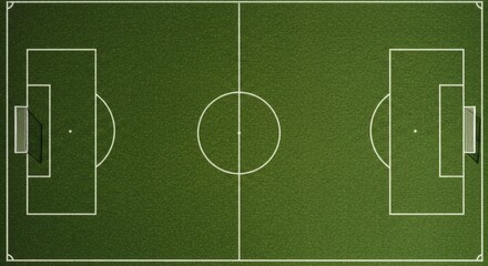 Top View of a Green Soccer Field with White Lines and Goals. Empty Football Pitch Graphic Illustration.