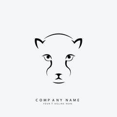 Minimal Cheetah Panther Tiger Face Logo Line Art Animal Head Vector