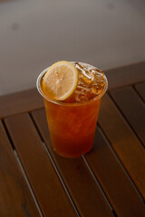 Lemon iced tea - summer day needed, a refreshing lemon iced tea, top with a lemon slice. 