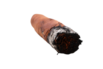 a cigar with a burnt cigar stick sticking out of it