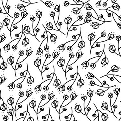 Modern Black & White Floral Decorative Element – Vector Illustration