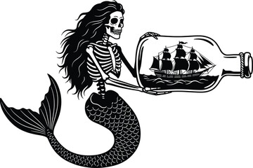 Undead siren with a captive ship silhouette