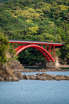 Red Bridge in the remote Region of Wakayama, Japan