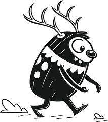 Rudolph the reindeer with a red nose, cartoon character, cute and fun illustration of a reindeer with a bright red nose