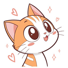 Joyful Kawaii Cat Face Vector Clipart for Cute Pet Designs
