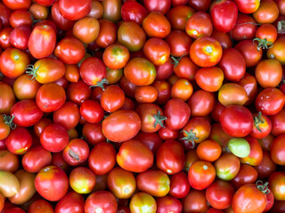 Top view of pile of red tomatoes