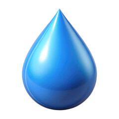 blue water drop plastic 3d icon in cartoon plastic style minimal isolated on transparent white background, clipping path