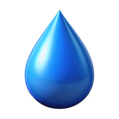 blue water drop plastic 3d icon in cartoon plastic style minimal isolated on transparent white background, clipping path