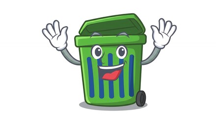 Cartoon green trash can illustration