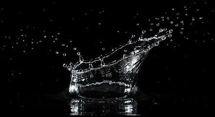 Dramatic Water Splash Crown on Black Background