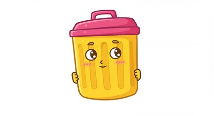 Cute cartoon waste bin illustration