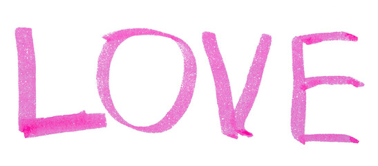 The word love written with a pink marker pen