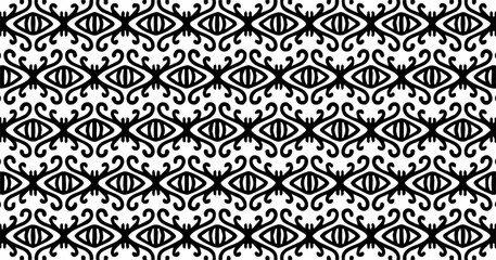 Optical illusion inspired black and white pattern with geometric repetition, creating a sense of visual movement.