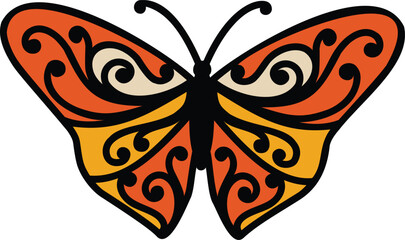 decorative butterfly element ornament insect vector illustration bug isolated symbol