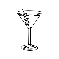 classic martini glass outline clipart