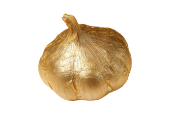 a golden onion on a white background