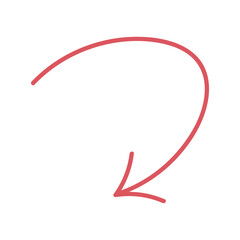 Vector scribble, bright red curved texture arrow