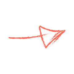 Vector scribble, bright red curved texture arrow pointing right