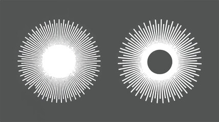 Fototapeta premium White sunburst patterns on gray background abstract