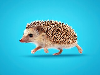 Obraz premium Hedgehog in motion on vibrant backdrop