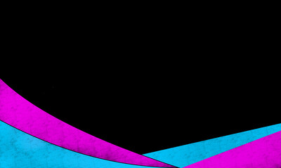 Grunge Abstract Background with Cyan and Magenta Curves on Black