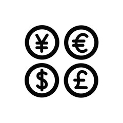 Obraz premium 複数通貨アイコン（円・ユーロ・ドル・ポンド） / Multi-Currency Icon (Yen, Euro, Dollar, Pound)