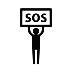 助けを求める人のアイコン / Person Holding SOS Sign Icon