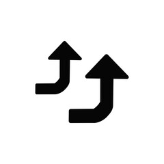上向き矢印・カーブ案内アイコン / Upward Curved Arrow Direction Icon