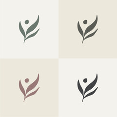 Obraz premium Leaf Tree monoline. illustration human yoga, Universal creative premium symbol. Vector sign icon logo template. Vector illustration