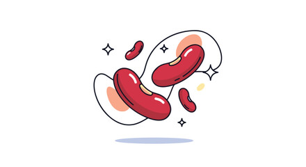 Obraz premium Creative kidney beans floating artfully amidst playful abstract shapes and sparkles