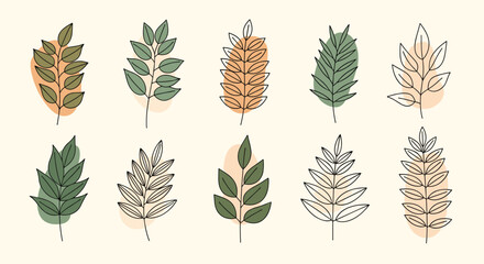 Abstract botanical illustrations with organic textures and earthy hues
