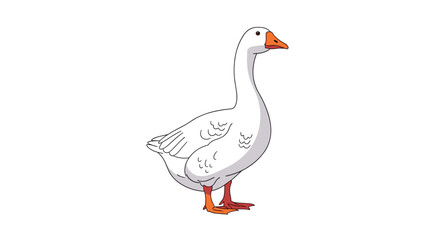 A majestic white goose stands proudly against a clean white background displaying its elegance