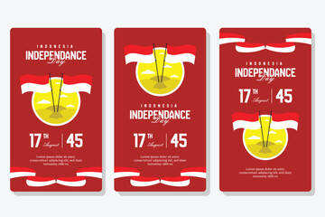indonesia Independence day  social media template collection on red design
