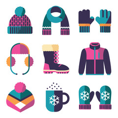 2d vector illustration icon, set of vibrant representing unique winter activities and sports
